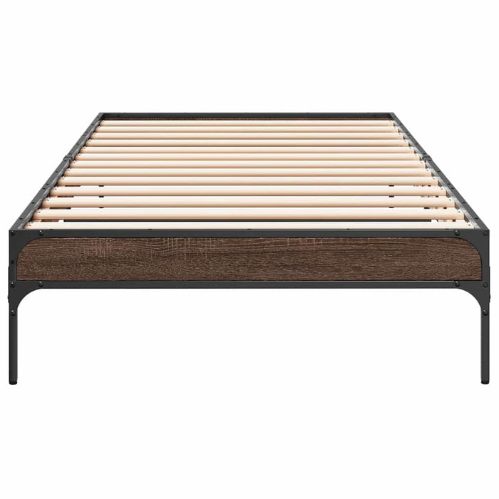 Cadru de pat, stejar maro, 75x190 cm, lemn prelucrat și metal - WALTI WALTI