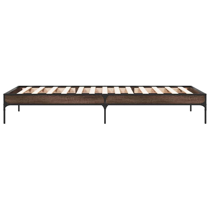 Cadru de pat, stejar maro, 75x190 cm, lemn prelucrat și metal - WALTI WALTI