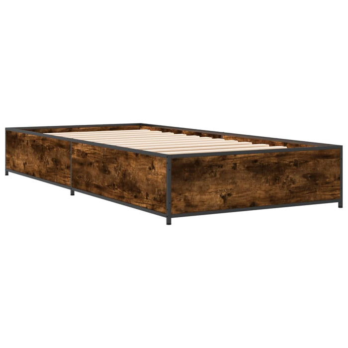 Cadru de pat, stejar fumuriu 100x200 cm lemn prelucrat și metal - WALTI WALTI