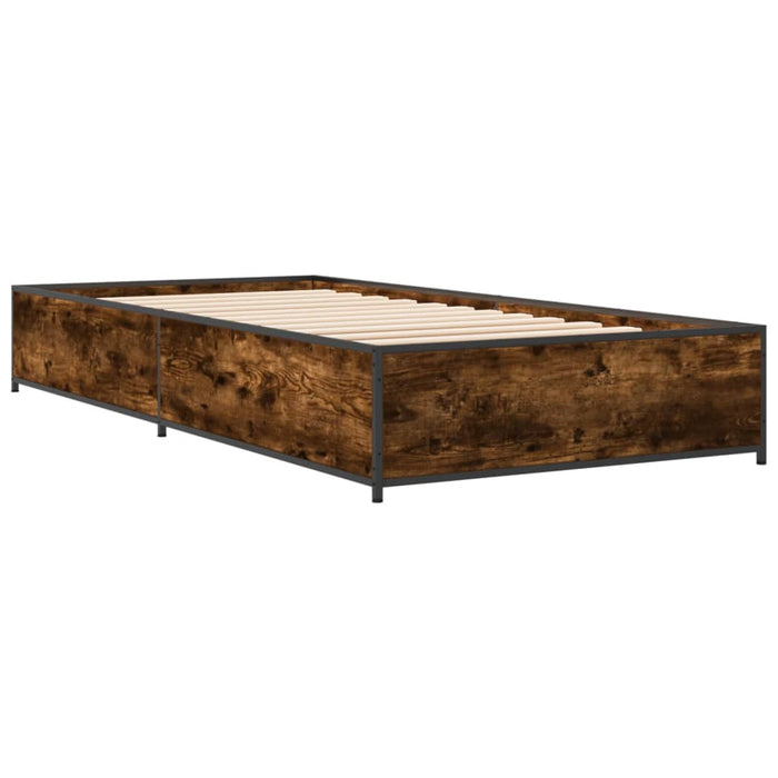 Cadru de pat, stejar fumuriu 100x200 cm lemn prelucrat și metal - WALTI WALTI