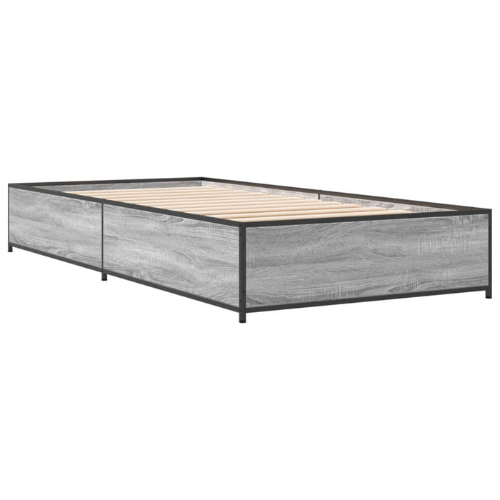 Cadru de pat, gri sonoma, 100x200 cm, lemn prelucrat și metal WALTI