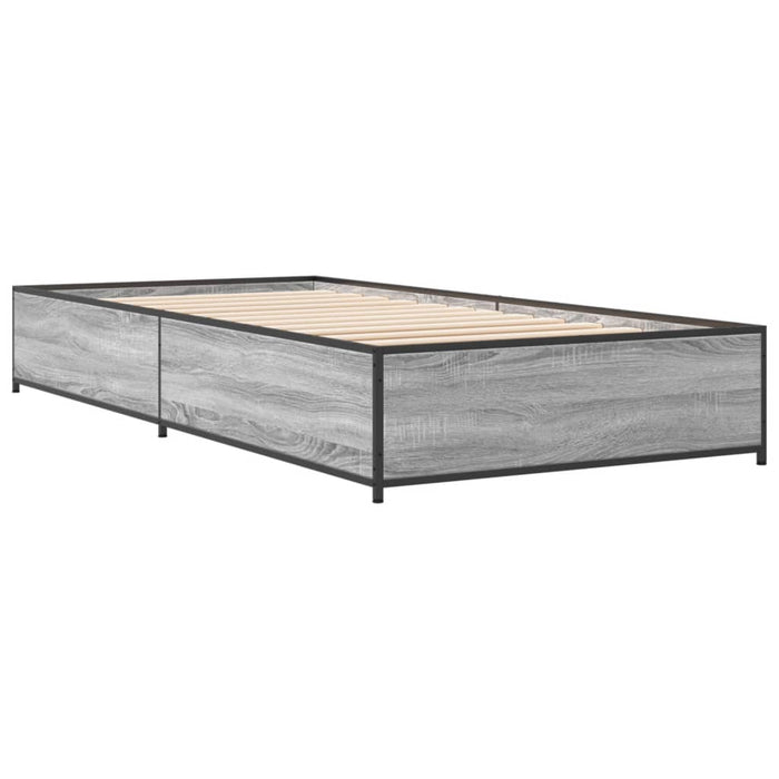 Cadru de pat, gri sonoma, 100x200 cm, lemn prelucrat și metal WALTI