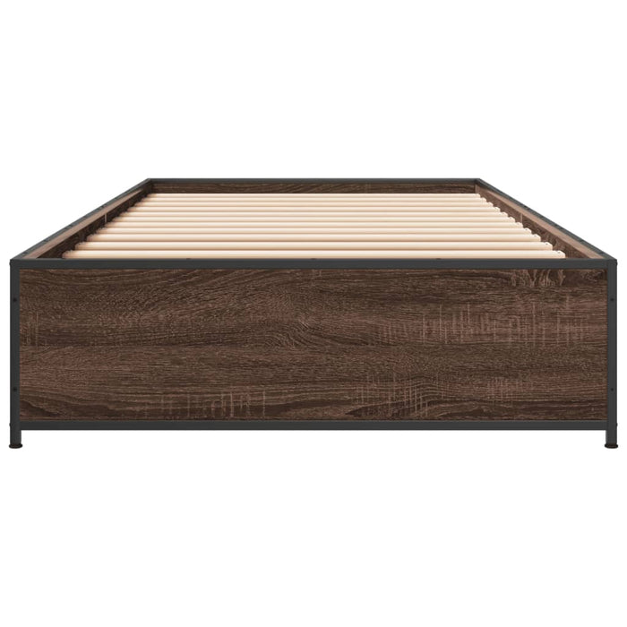 Cadru de pat, stejar maro, 100x200 cm, lemn prelucrat și metal - WALTI WALTI