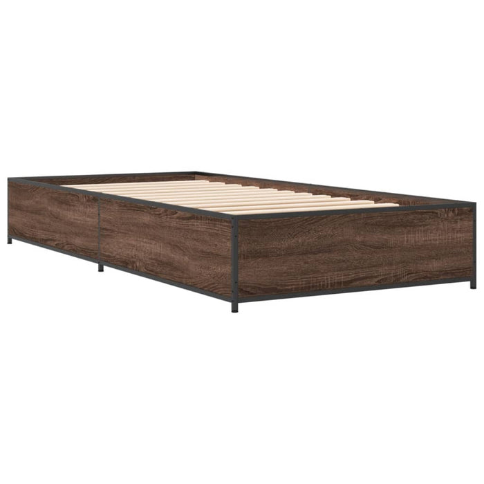 Cadru de pat, stejar maro, 90x190 cm, lemn prelucrat și metal - WALTI WALTI