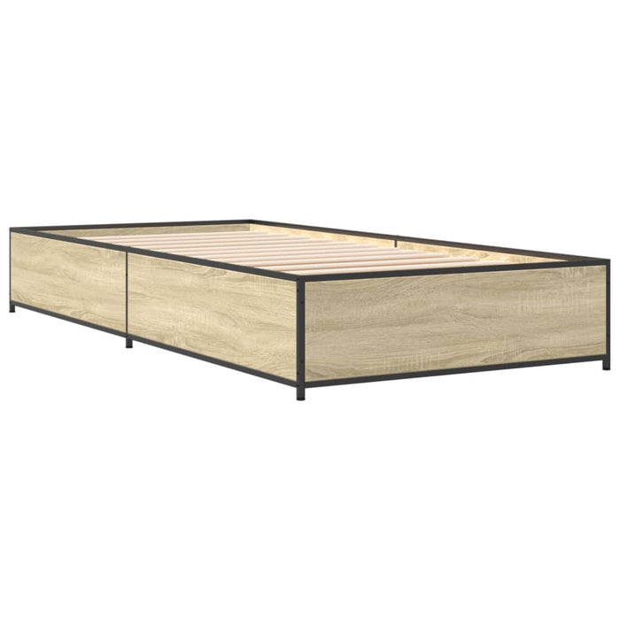 Cadru de pat, stejar sonoma, 75x190 cm, lemn prelucrat și metal - WALTI WALTI