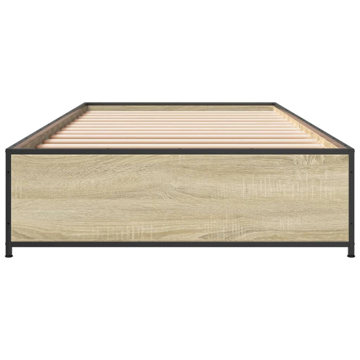 Cadru de pat, stejar sonoma, 75x190 cm, lemn prelucrat și metal - WALTI WALTI