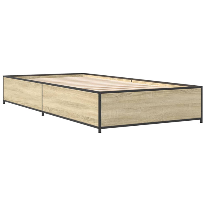 Cadru de pat, stejar sonoma, 75x190 cm, lemn prelucrat și metal - WALTI WALTI