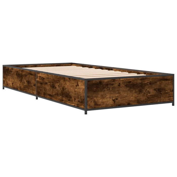 Cadru de pat, stejar fumuriu, 75x190cm, lemn prelucrat și metal - WALTI WALTI