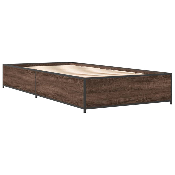Cadru de pat, stejar maro, 75x190 cm, lemn prelucrat și metal - WALTI WALTI