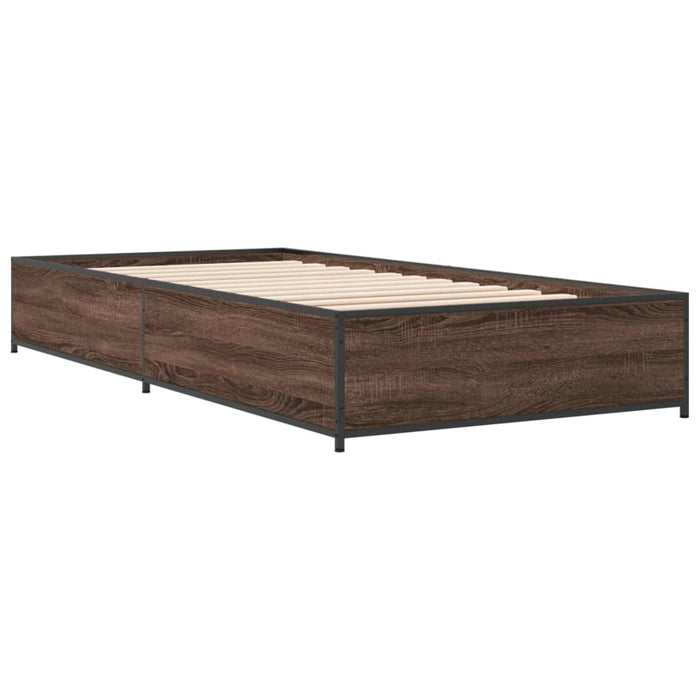 Cadru de pat, stejar maro, 75x190 cm, lemn prelucrat și metal - WALTI WALTI