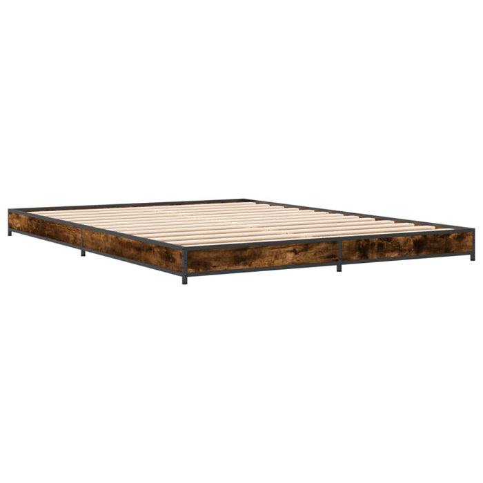 Cadru de pat, stejar fumuriu 120x200 cm lemn prelucrat și metal - WALTI WALTI