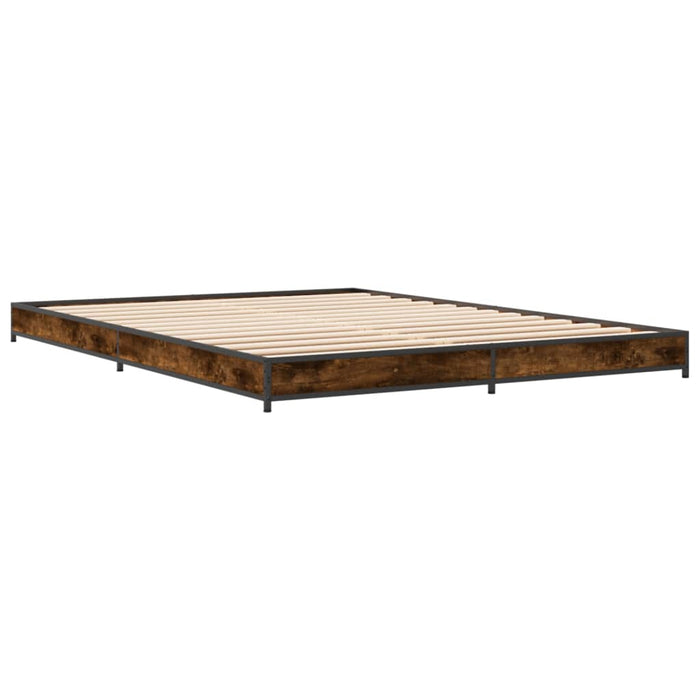 Cadru de pat, stejar fumuriu 120x200 cm lemn prelucrat și metal - WALTI WALTI