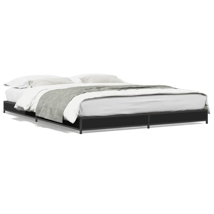 Cadru de pat, negru, 135x190 cm, lemn prelucrat și metal - WALTI WALTI