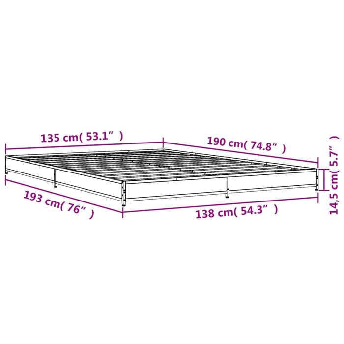 Cadru de pat, negru, 135x190 cm, lemn prelucrat și metal - WALTI WALTI