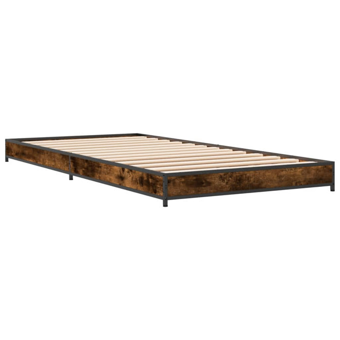 Cadru de pat, stejar fumuriu 100x200 cm lemn prelucrat și metal WALTI
