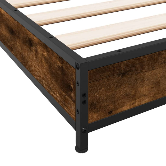 Cadru de pat, stejar fumuriu 100x200 cm lemn prelucrat și metal WALTI