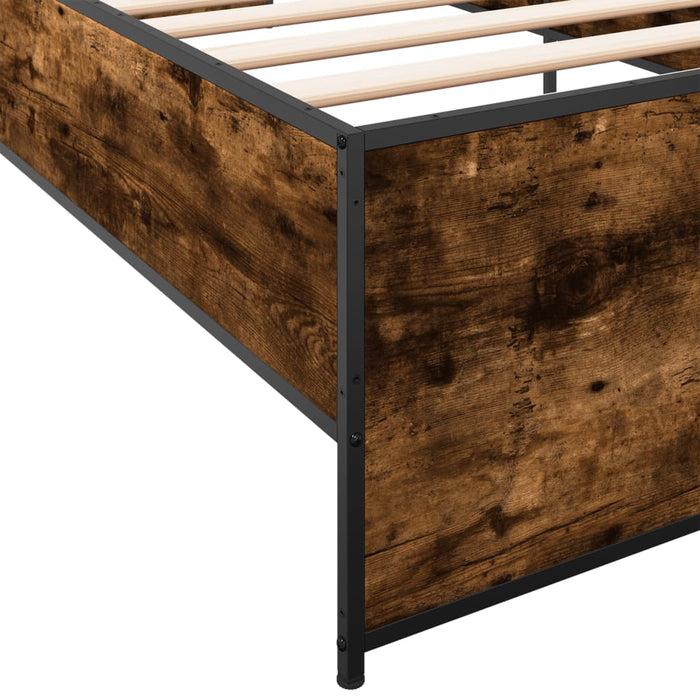 Cadru de pat, stejar fumuriu 100x200 cm lemn prelucrat și metal WALTI