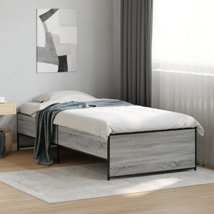 Cadru de pat, gri sonoma, 100x200 cm, lemn prelucrat și metal WALTI