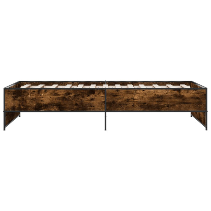 Cadru de pat, stejar fumuriu, 90x200cm, lemn prelucrat și metal WALTI