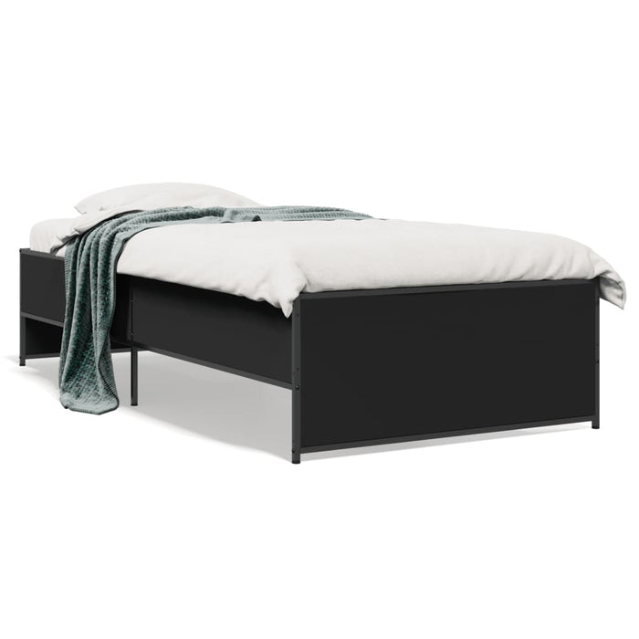 Cadru de pat, negru, 90x190 cm, lemn prelucrat și metal WALTI