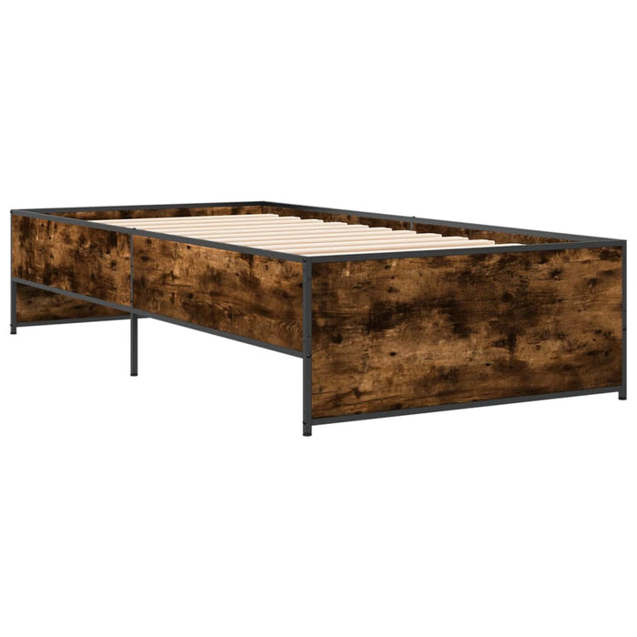Cadru de pat, stejar fumuriu, 90x190cm, lemn prelucrat și metal WALTI