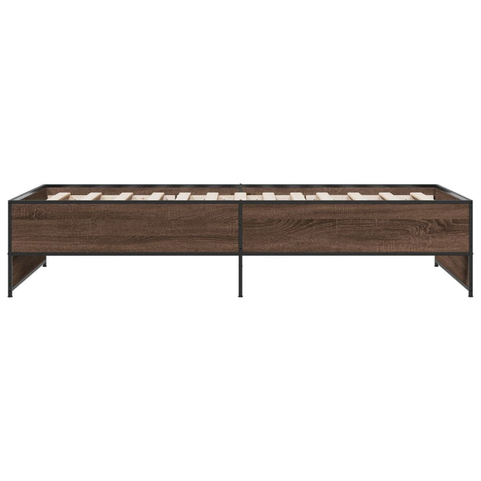 Cadru de pat, stejar maro, 75x190 cm, lemn prelucrat și metal - WALTI WALTI