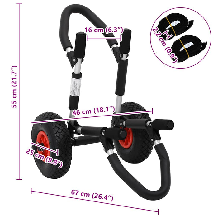 Cărucior de SUP pentru placa de surf pliabil, 45 kg, aluminiu - WALTI WALTI