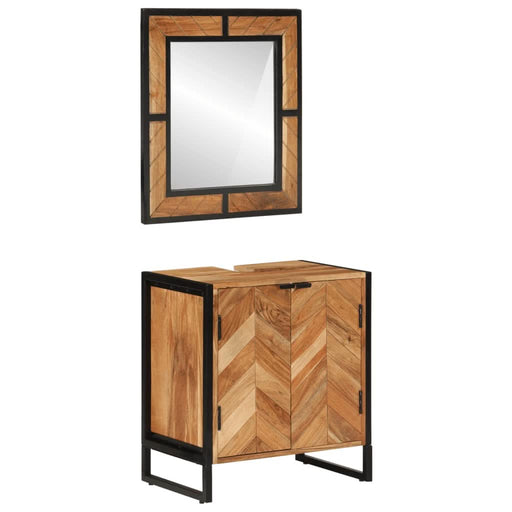 Set mobilier de baie, 2 piese, fier și lemn masiv de acacia - WALTI WALTI