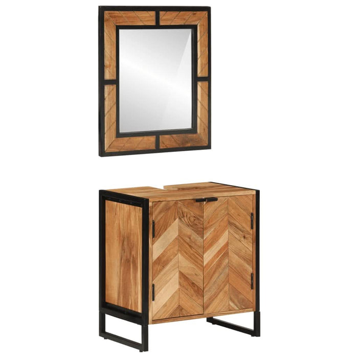 Set mobilier de baie, 2 piese, fier și lemn masiv de acacia WALTI