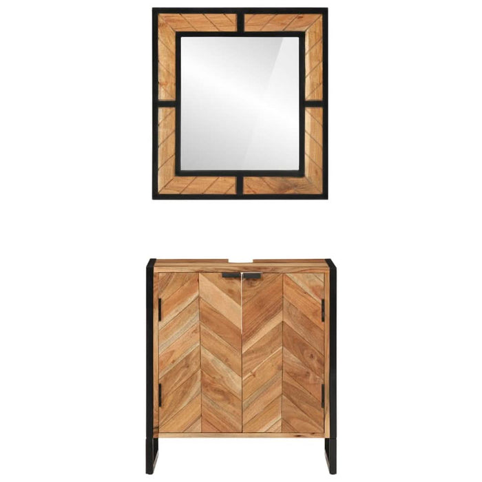 Set mobilier de baie, 2 piese, fier și lemn masiv de acacia WALTI