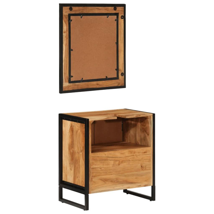 Set mobilier de baie, 2 piese, fier și lemn masiv de acacia WALTI