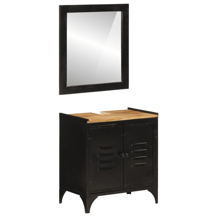 Set mobilier de baie, 2 piese, fier și lemn masiv de mango - WALTI WALTI