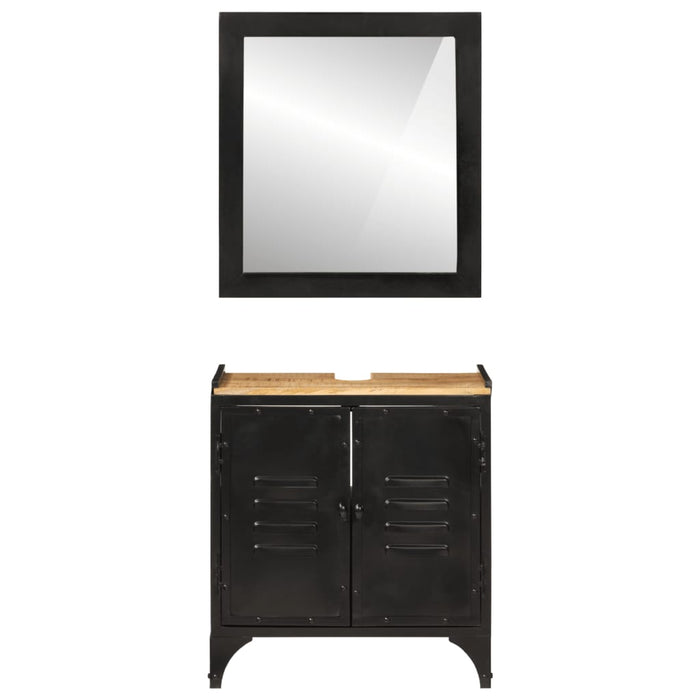 Set mobilier de baie, 2 piese, fier și lemn masiv de mango - WALTI WALTI