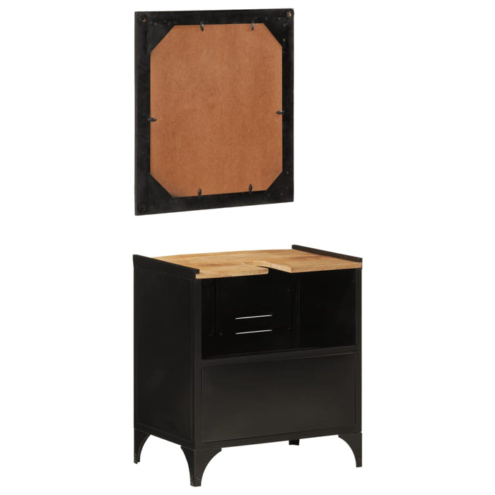 Set mobilier de baie, 2 piese, fier și lemn masiv de mango - WALTI WALTI