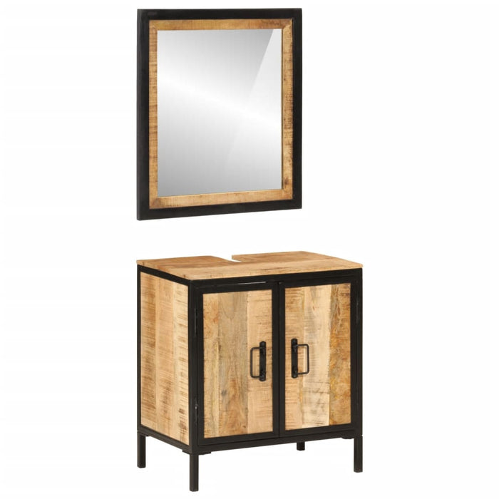 Set mobilier de baie, 2 piese, fier și lemn masiv de mango WALTI