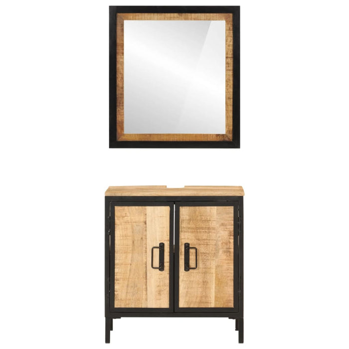 Set mobilier de baie, 2 piese, fier și lemn masiv de mango WALTI