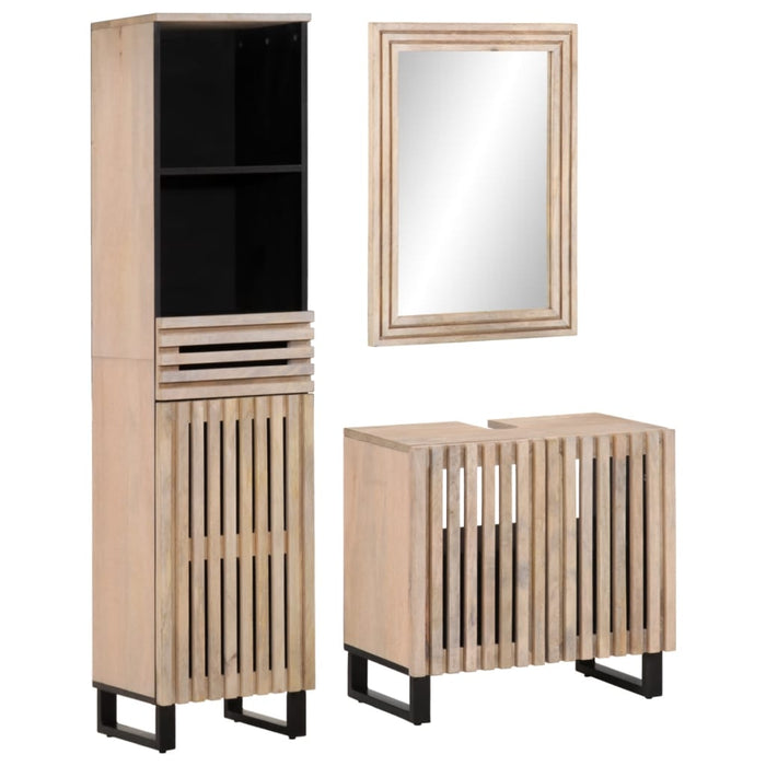 Set mobilier de baie, 3 piese, lemn masiv de mango WALTI