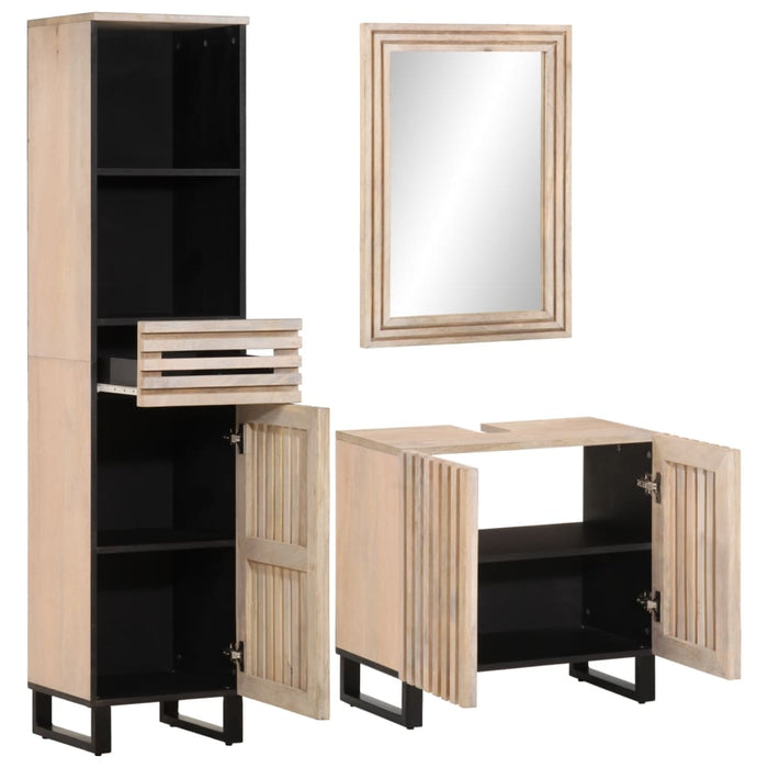 Set mobilier de baie, 3 piese, lemn masiv de mango WALTI