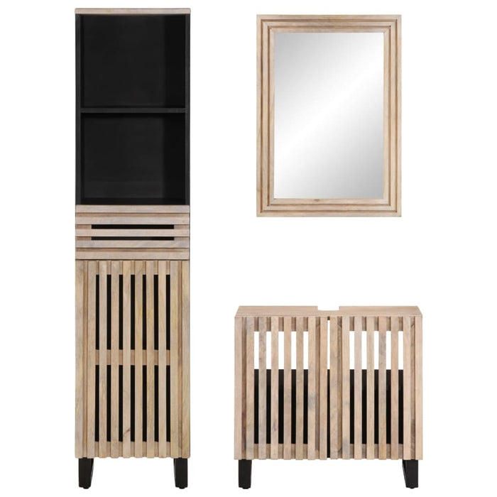 Set mobilier de baie, 3 piese, lemn masiv de mango WALTI