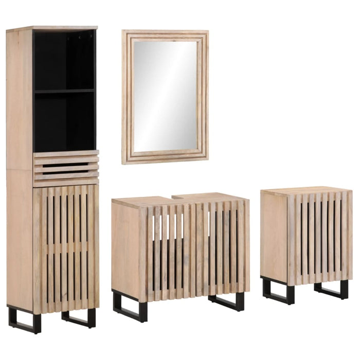 Set mobilier de baie, 4 piese, lemn masiv de mango WALTI