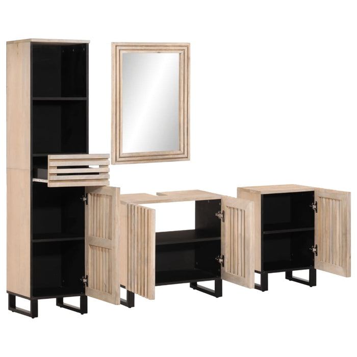 Set mobilier de baie, 4 piese, lemn masiv de mango WALTI