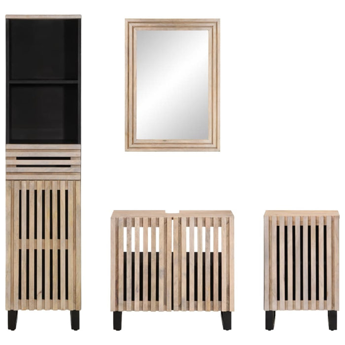 Set mobilier de baie, 4 piese, lemn masiv de mango WALTI