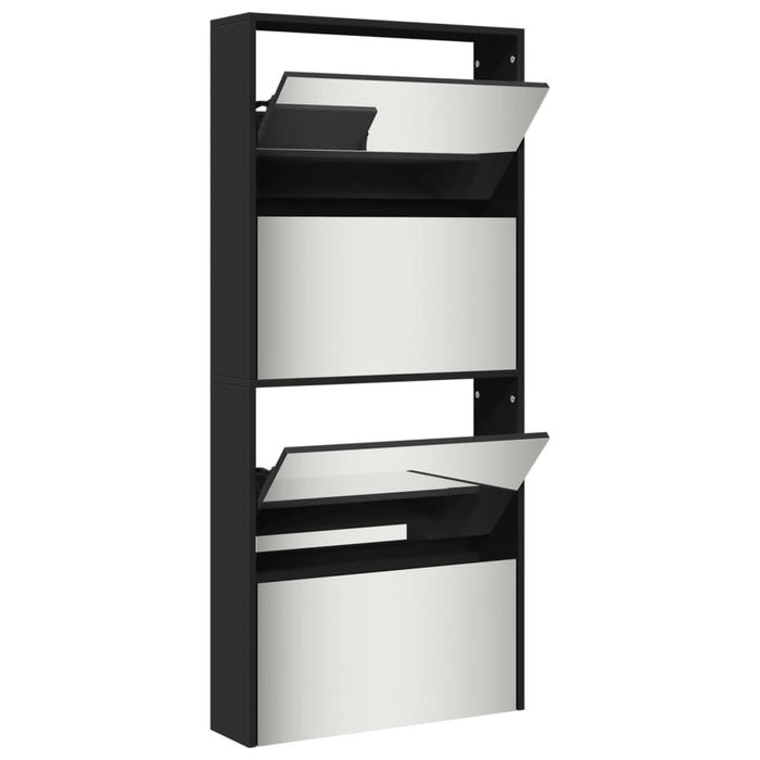 Pantofar cu oglindă, 4 niveluri, negru, 63x17x134 cm - WALTI WALTI