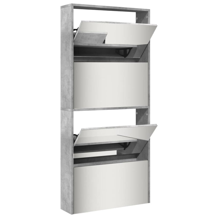 Pantofar cu oglindă, 4 niveluri, gri beton, 63x17x134 cm - WALTI WALTI