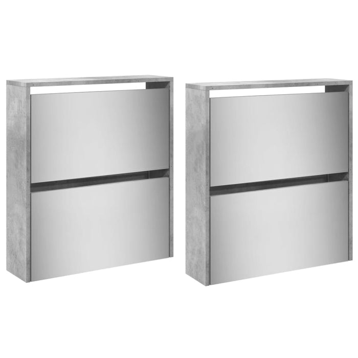 Pantofar cu oglindă, 4 niveluri, gri beton, 63x17x134 cm - WALTI WALTI