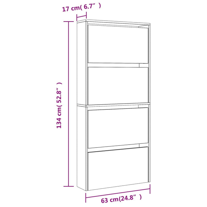 Pantofar cu oglindă, 4 niveluri, gri beton, 63x17x134 cm - WALTI WALTI