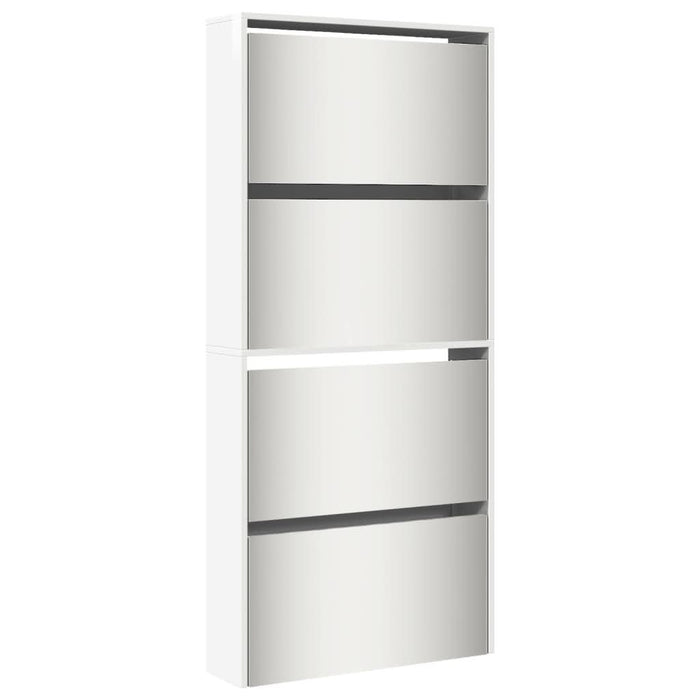 Pantofar cu oglindă, 4 niveluri, alb extralucios, 63x17x134 cm - WALTI WALTI