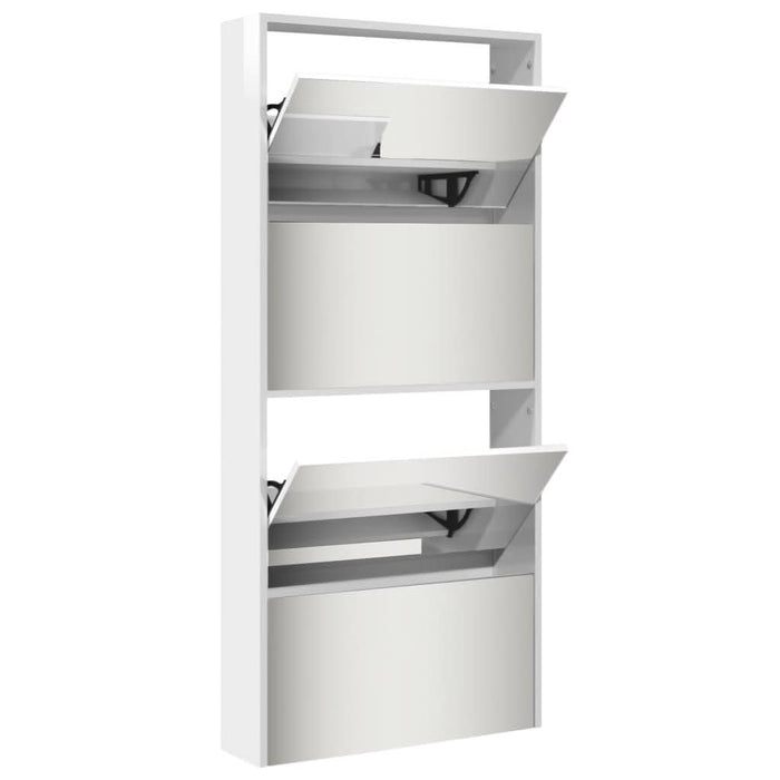 Pantofar cu oglindă, 4 niveluri, alb extralucios, 63x17x134 cm - WALTI WALTI