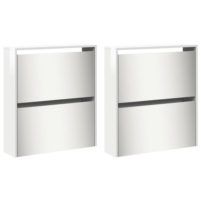 Pantofar cu oglindă, 4 niveluri, alb extralucios, 63x17x134 cm - WALTI WALTI