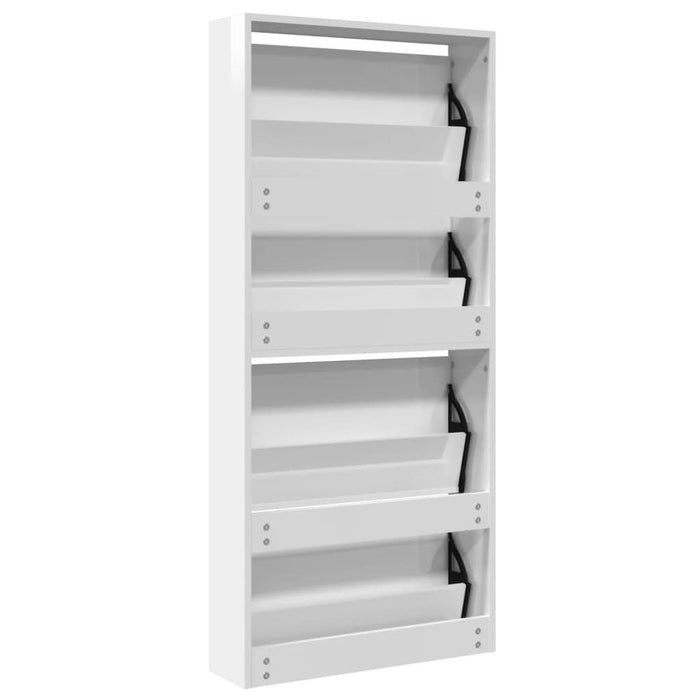Pantofar cu oglindă, 4 niveluri, alb extralucios, 63x17x134 cm - WALTI WALTI